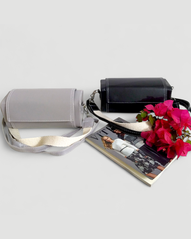 کیف زنانه ساندویچی مشکی و طوسی