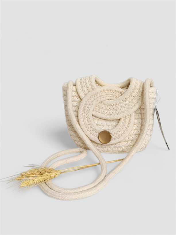 کیف قیطونی زنانه کنفی کوچک و جادار