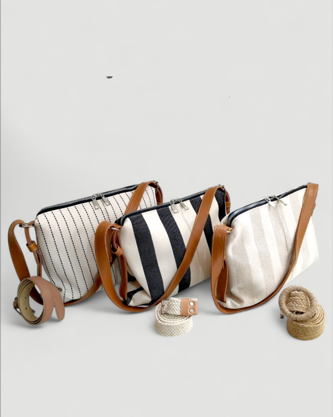 کیف زنانه راه راه پارچه برزنتی