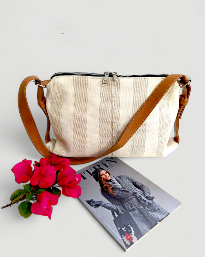 کیف زنانه راه راه پارچه برزنتی ترند سال