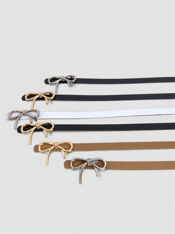 کمربند چرم باریک زنانه پاپیون