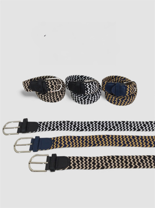 کمربند زنانه گیس بافت سفید مشکی