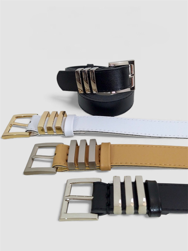 کمربند زنانه چرم مشکی دور دوخت در بانوآ