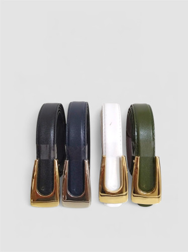 کمربند چرمی زنانه مجلسی ساده سگک طلایی