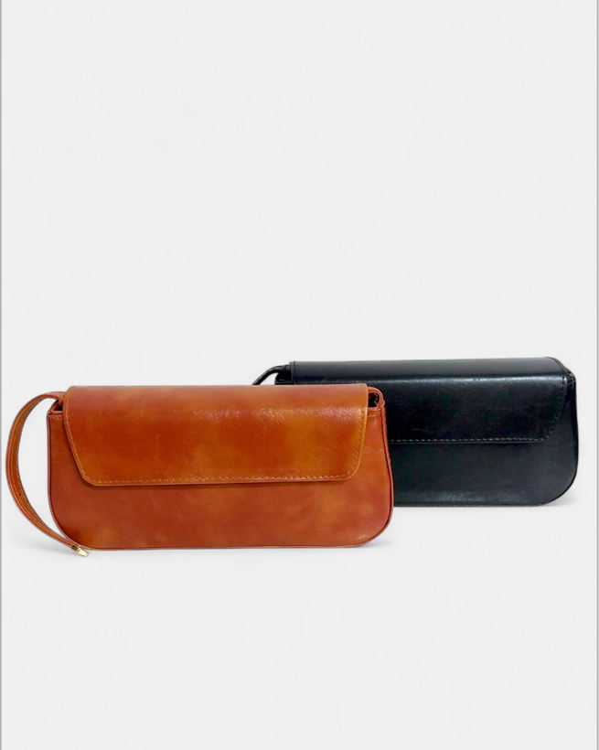 کیف دستی زنانه چرم مشکی عسلی